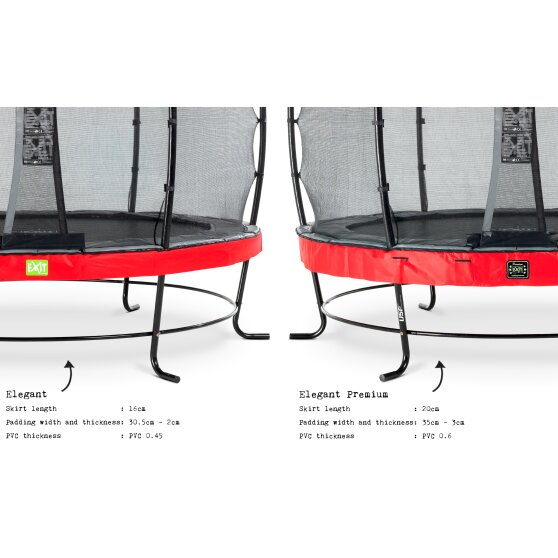 Trampoline EXIT Elegant Premium ø253cm avec filet de sécurité Deluxe - rouge