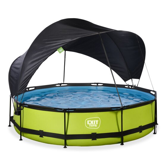 Piscine EXIT Lime ø360x76cm avec pompe filtrante et voile d'ombrage - vert