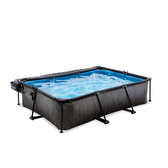 Piscine EXIT Black Wood 300x200x65cm avec pompe filtrante et d&ocirc;me - noir