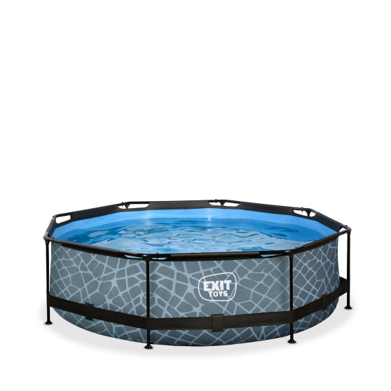 Piscine EXIT Stone &oslash;300x76cm avec pompe filtrante - grise