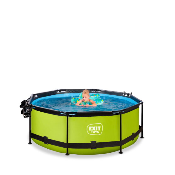 Piscine EXIT Lime ø244x76cm avec pompe filtrante et dôme et voile d'ombrage - vert