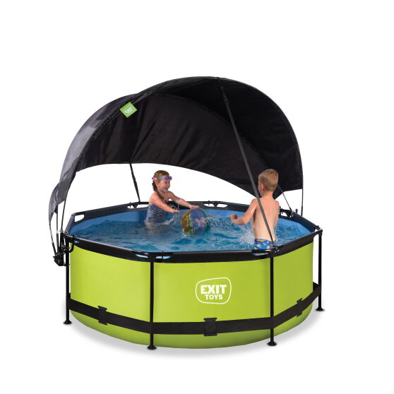 Piscine EXIT Lime ø244x76cm avec pompe filtrante et voile d'ombrage - vert