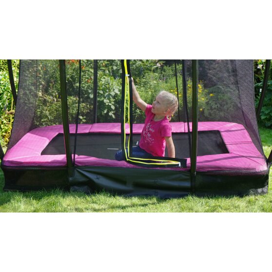 Trampoline enterré EXIT Silhouette 153x214cm avec filet de sécurité - rose