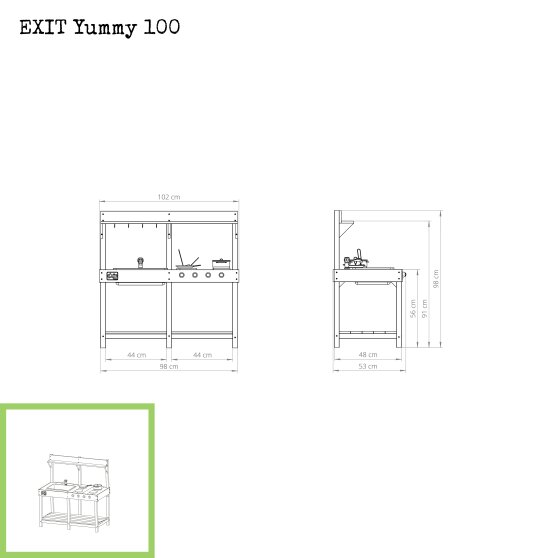 Cuisine de plein air en bois EXIT Yummy 100 - nature