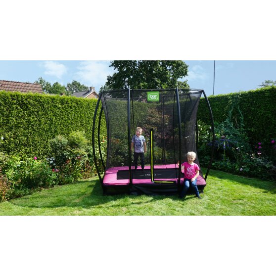 Trampoline enterré EXIT Silhouette 153x214cm avec filet de sécurité - rose