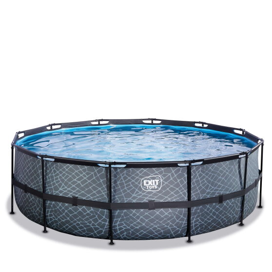 Piscine EXIT Stone &oslash;450x122cm avec pompe filtrante - grise