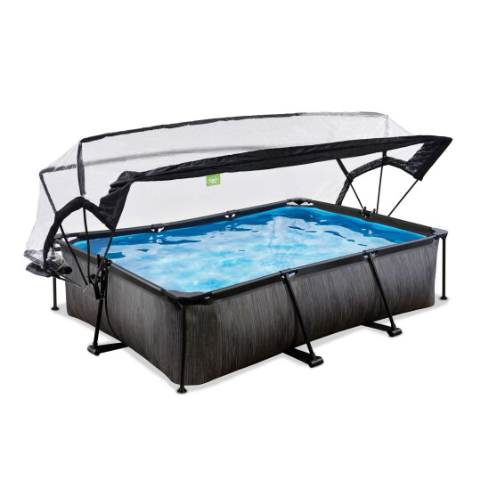 Piscine EXIT Black Wood 300x200x65cm avec pompe filtrante et d&ocirc;me - noir