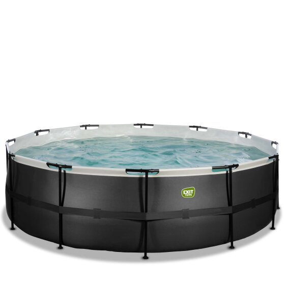 Piscine EXIT Black Leather &oslash;488x122cm sans pompe et &eacute;chelle - noir
