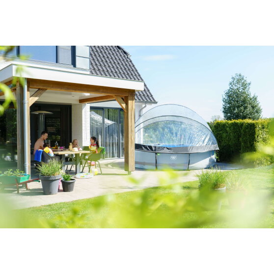 Piscine EXIT Soft Grey &oslash;360x76cm avec pompe filtrante et d&ocirc;me - gris