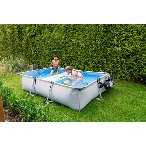 Piscine EXIT Soft Grey 300x200x65cm avec pompe filtrante et d&ocirc;me - gris