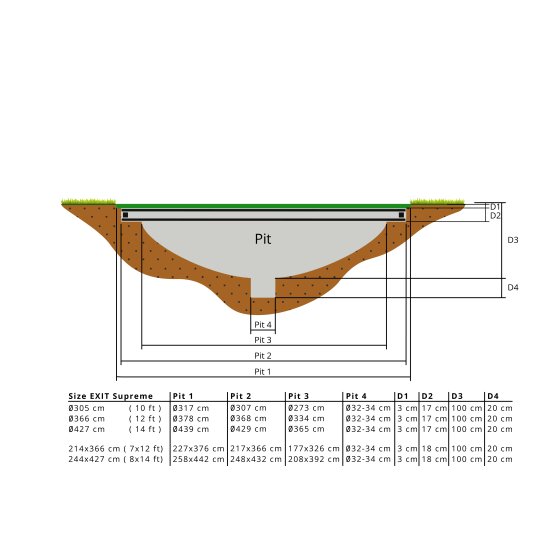 Trampoline EXIT Supreme groundlevel ø305cm avec filet de sécurité - vert