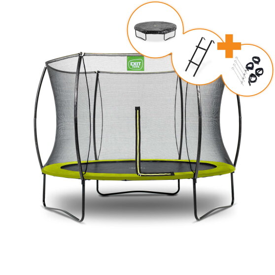 Trampoline EXIT Silhouette ø244cm - vert + kit d’accessoires offert