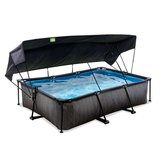 Piscine EXIT Black Wood 300x200x65cm avec pompe filtrante et voile d'ombrage - noir
