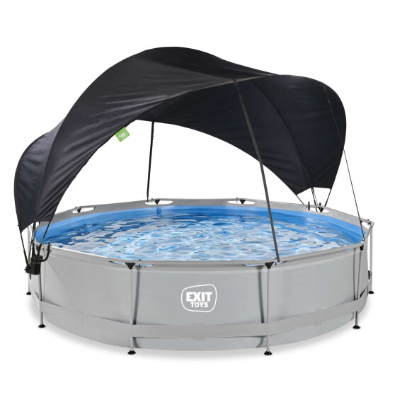 Piscine EXIT Soft Grey ø360x76cm avec pompe filtrante et voile d'ombrage - gris