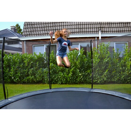 Trampoline enterré EXIT Elegant Premium ø427cm avec filet de sécurité Deluxe - gris