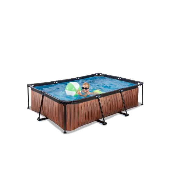 Piscine EXIT Wood 220x150x65cm avec pompe filtrante - marron