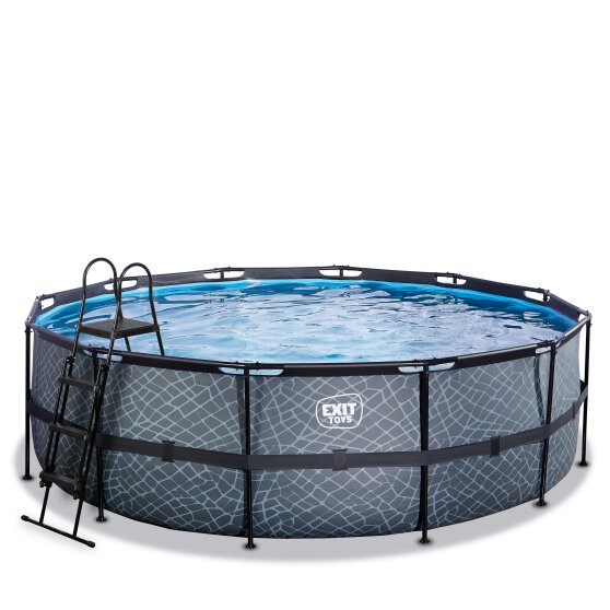 Piscine EXIT Stone ø450x122cm avec pompe filtrante à sable - grise