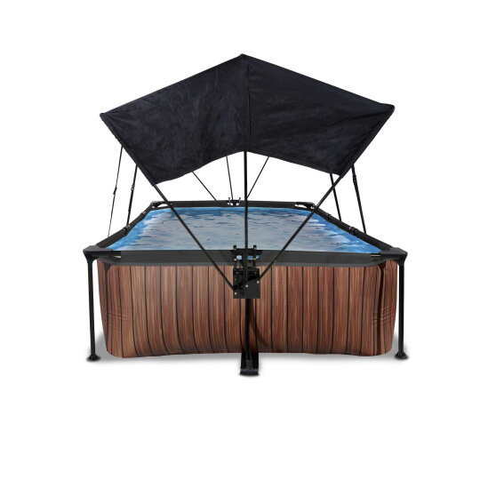 Piscine EXIT Wood 300x200x65cm avec pompe filtrante et voile d'ombrage - marron
