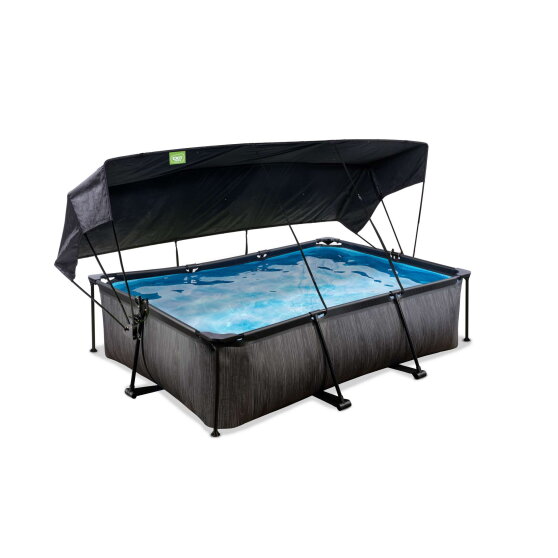 Piscine EXIT Black Wood 220x150x65cm avec pompe filtrante et voile d'ombrage - noir