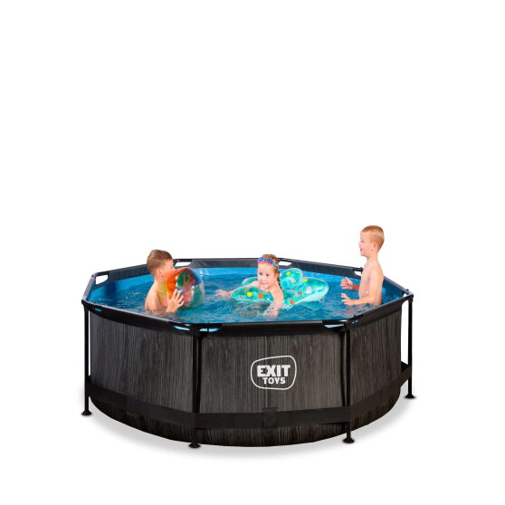 Piscine EXIT Black Wood &oslash;244x76cm avec pompe filtrante - noir