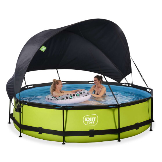 Piscine EXIT Lime ø360x76cm avec pompe filtrante et voile d'ombrage - vert