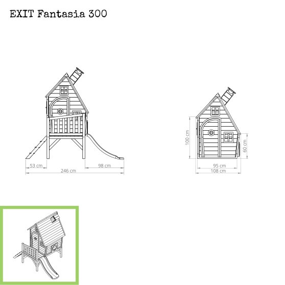 Cabane de jeu en bois EXIT Fantasia 300 - nature