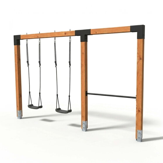EXIT Linea Robust 110 Balançoire double en bois avec barre fixe