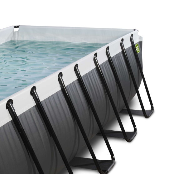 Piscine EXIT Black Leather 400x200x122cm avec pompe filtrante &agrave; sable - noir
