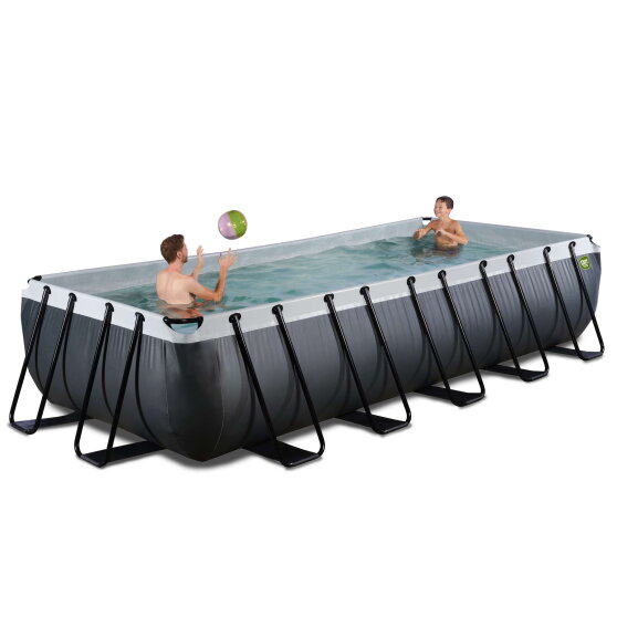 Piscine EXIT Black Leather 540x250x100cm avec pompe filtrante &agrave; sable - noir