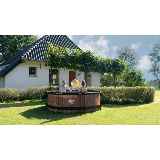 Piscine EXIT Stone &oslash;244x76cm avec pompe filtrante - grise