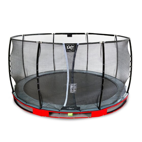 Trampoline enterré EXIT Elegant Premium ø366cm avec filet de sécurité Deluxe - rouge