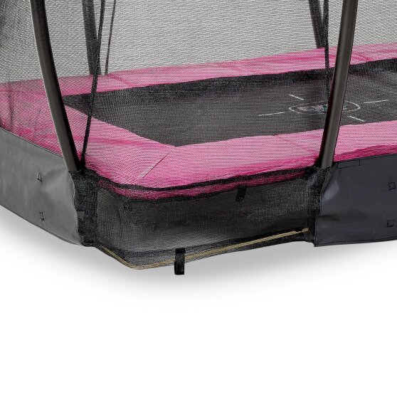 Trampoline enterré EXIT Silhouette 153x214cm avec filet de sécurité - rose