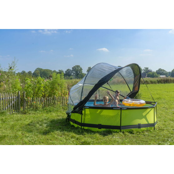 Piscine EXIT Lime ø300x76cm avec pompe filtrante et dôme - vert