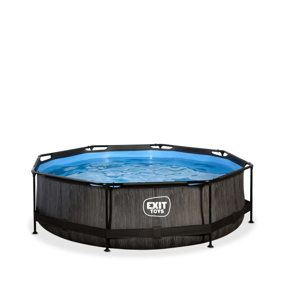 Piscine EXIT Black Wood ø300x76cm avec pompe filtrante - noir