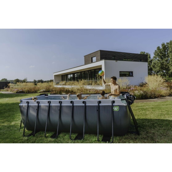 Piscine EXIT Wood 400x200x122cm avec pompe filtrante &agrave; sable - marron