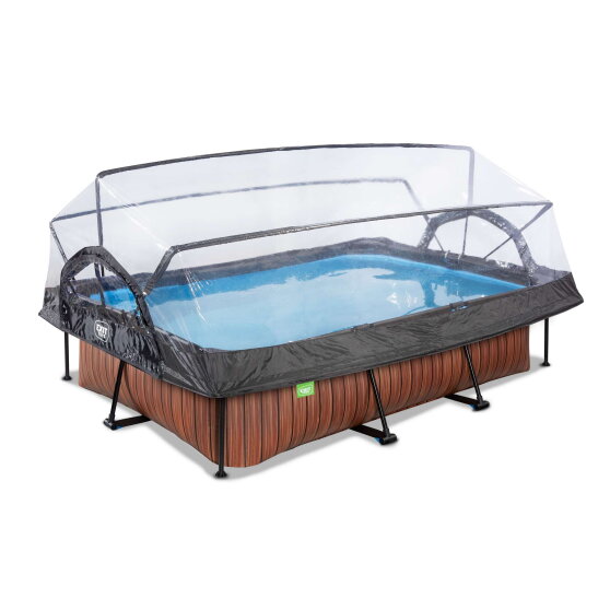Piscine EXIT Wood 300x200x65cm avec pompe filtrante et d&ocirc;me - marron