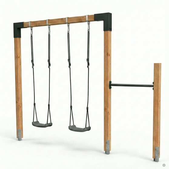 EXIT Linea 85 Balançoire double en bois avec barre fixe