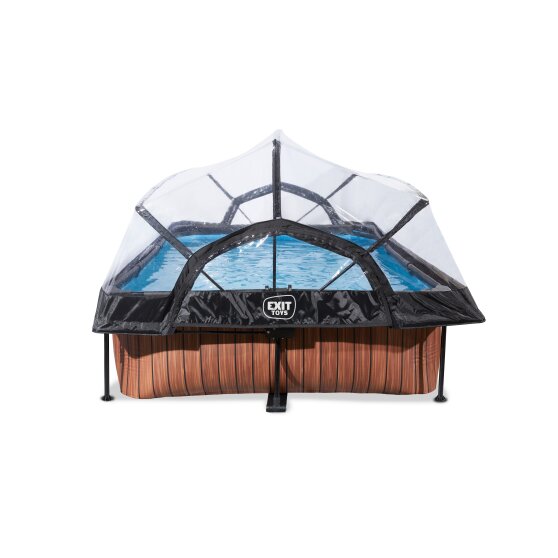 Piscine EXIT Wood 300x200x65cm avec pompe filtrante et dôme - marron