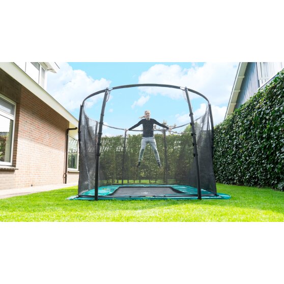 Trampoline EXIT Supreme groundlevel 214x366cm avec filet de sécurité - gris