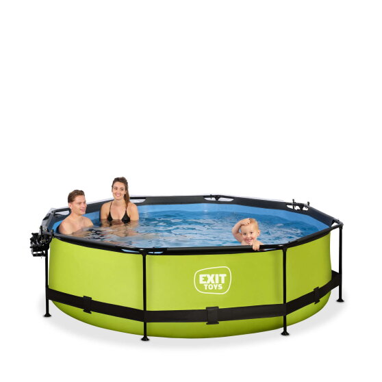 Piscine EXIT Lime &oslash;300x76cm avec pompe filtrante et d&ocirc;me et voile d'ombrage - vert