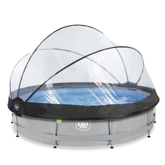 Piscine EXIT Soft Grey ø360x76cm avec pompe filtrante et dôme - gris