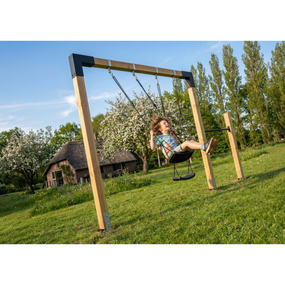 EXIT Linea 85 Balançoire double en bois avec barre fixe