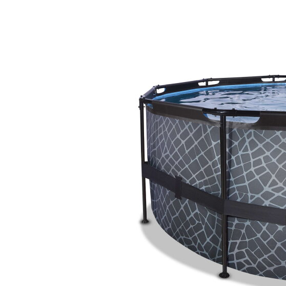 Piscine EXIT Stone &oslash;450x122cm avec pompe filtrante - grise
