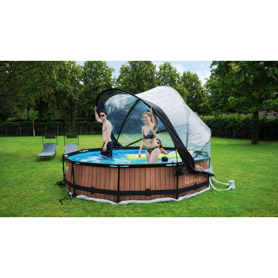 Piscine EXIT Lime &oslash;360x76cm avec pompe filtrante et d&ocirc;me - vert