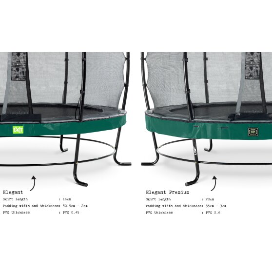 Trampoline EXIT Elegant Premium ø366cm avec filet de sécurité Deluxe - vert