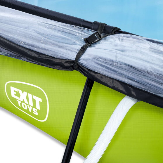 Piscine EXIT Lime 220x150x65cm avec pompe filtrante et dôme et voile d'ombrage - vert