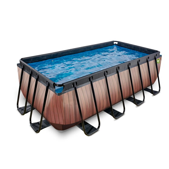 Piscine EXIT Wood 400x200x122cm avec pompe filtrante - marron