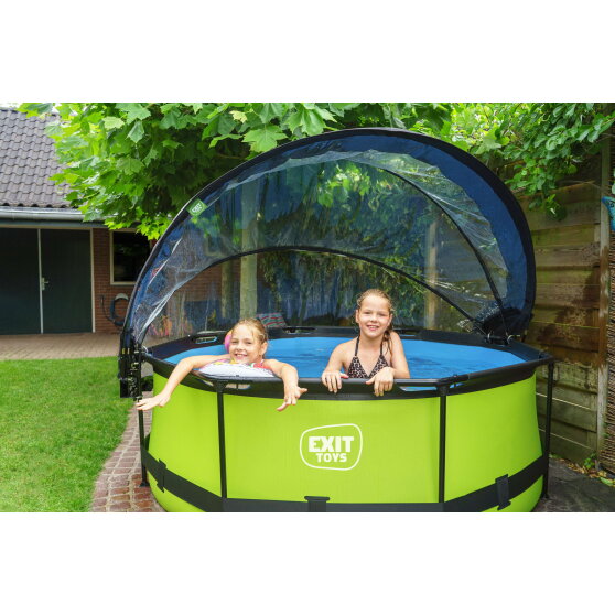 Piscine EXIT Lime &oslash;244x76cm avec pompe filtrante et d&ocirc;me - vert
