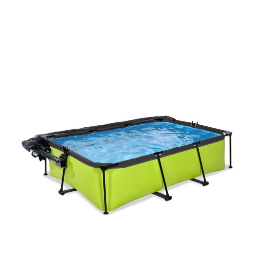 Piscine EXIT Lime 220x150x65cm avec pompe filtrante et d&ocirc;me et voile d'ombrage - vert