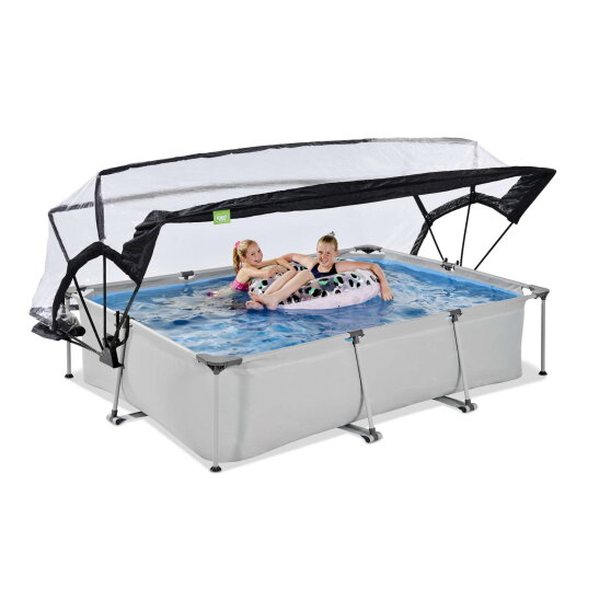Piscine EXIT Soft Grey 300x200x65cm avec pompe filtrante et d&ocirc;me - gris